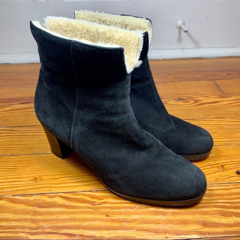 Venise Collection Black Fur lined Heeled Boot Made in Italy 38.5/7.5